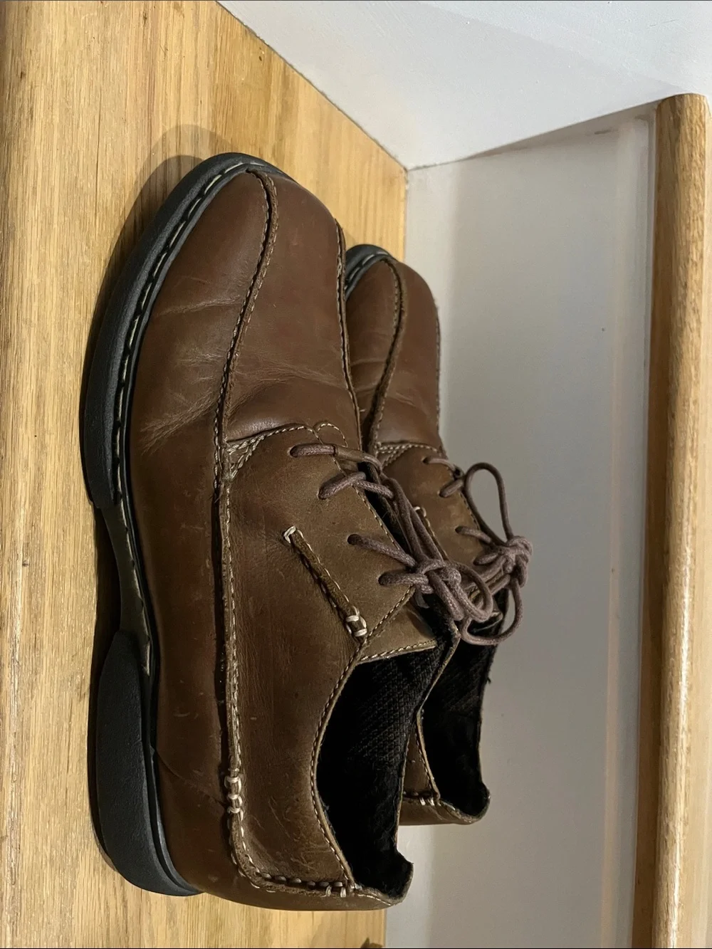 Bjorndal Brown Leather Lace-Up Casual Loafers